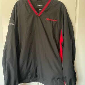 Budweiser Sport-Tek Men's Black and Red Windbreaker